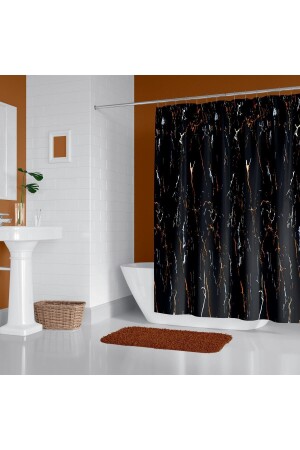 منز أسود مرمر نمط الحمام الستائر، 180x200cm حمام الستائر-وحيدة الجناح حمام الستائر-س الخاتم هدية 8601 - Tropikhome