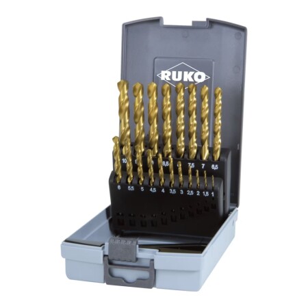 19-piece metal drill bit set RUKO TiN HSS - Ruko