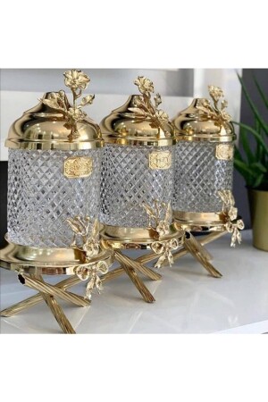 1kg Crystal Footed Luxury Jar Set JAR SET - AZADE BAKIR