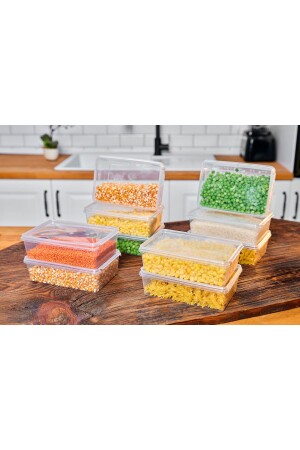 حاوية تخزين من البلاستيك 1lt 10pcs مغلقة ذاتيا مع الغطاء، مجففف، آمنة للأغذية Pp (19*13*6)cm 000001 - Codemfire