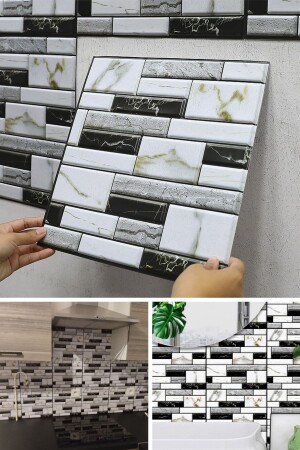 1pc 30cmx30cm 3d Self Adhesive Wallpaper Covering Waterproof Kitchen Bathroom 0TSEVDDK13-1 - TechnoSmart