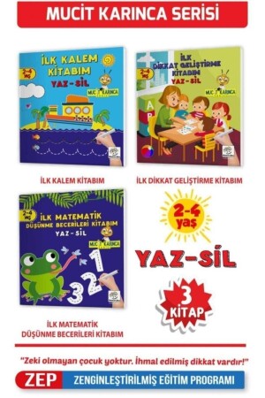 2-4 Years Old – Inventor Ant Series Write-Erase Books-First Pencil, Line, Attention, Mathematics, Thinking Skills TRNDYL-99 - yükselen zeka