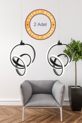 2 ad Siyah Modern Sarkıt Led Avize Beyaz Işık Salon Mutfak Oda Hol Ledli Avize SupplyHome-L01 - Supply Home