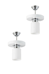 2 Adet Tekli Modern Spor Model Yuvarlak Tepsi Beyaz Avize 2XLMBDR1WHT - Lambadar