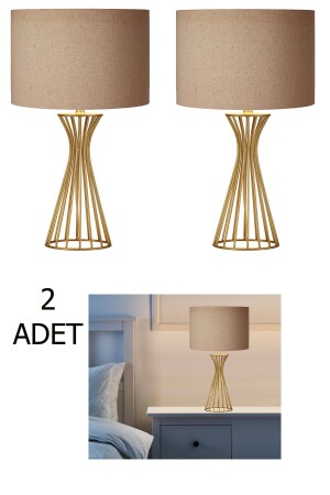 MNZ-2 قطع فيرونيكا زرقاء عصري أسنان النسيج الرأس طاولة مصباح المصابيح ظل VERONİKA2PCS - Abajur Dünyası