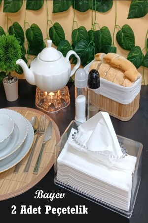 2 Clear Napkin Organizers - Napkin Box Stylish Design Napkin Holder - Bayev