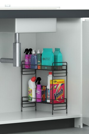 2 Ebenen für Waschbecken unter der Theke, Badezimmer, Küchenschrank, Mehrzweck-Organizer, Waschmittelhalter, Organizer - Zabata