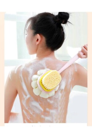 2 in 1 shower body brush with bristle and loofah Long Handle Back Brush - Beyzana