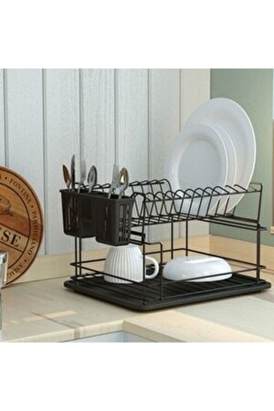 2 Katlı Bulaşıklık - Siyah 37 X 30 Cm 01T1XN177 - Tekno-tel