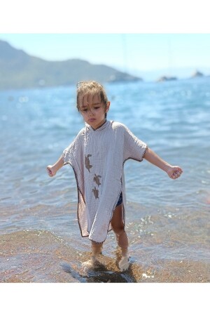 2-layer Muslin Hooded Poncho Kids Beach Bath 00035 - stylishome