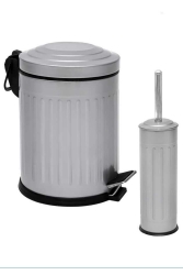 2 Li Banyo Seti 5 Lt Vintage Serisi Amortisör Kapaklı Gri Çöp Kovası TYC00791354379 - coverest