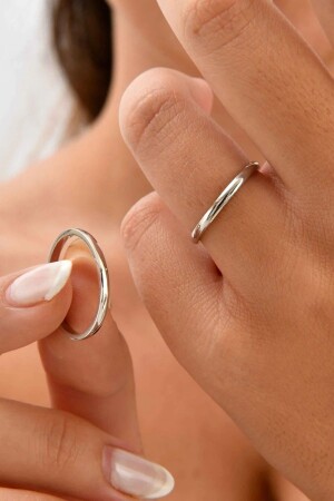 2 Mm Domed Silver Wedding Ring for Men and Women Promise Engagement Ring Wr85-1 - Takı Dükkanı