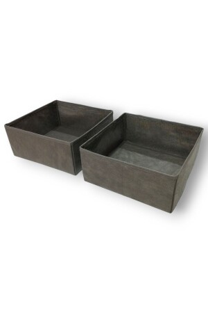 مجموعة منظمة الجرافات من 2 قطع من MNZ-Anthracite - مجموعة صناديق الخزانات متعددة الأغراض (28*28*13 سم) - Balkan Room