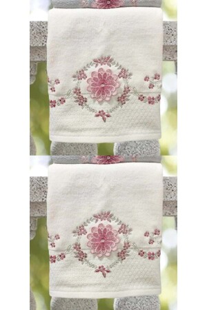 2 Pack Boutique Hand-Face Towel (50X90)-mariposa Cream MSTK09636 - Özdilek