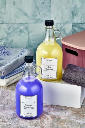2 Pack Laundry Softener & Liquid Detergent Bottle 1500 Ml - Fbzhome