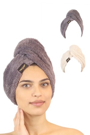2 Pack Microfiber Hair Towel – 2 Button Hair Drying Cap – Head Towel Heriya-Towel-2Pcs - Heriya