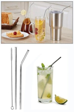 2 Pack Stainless Steel Straws + Cleaning Brush - İndirimkap