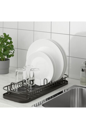 2 Parça Bulaşıklık 17x47x14 Ikea Tabaklık Çatal Bıçaklık Plastik Bulaşık Seti Siyah Renk URN619 - Genel Markalar