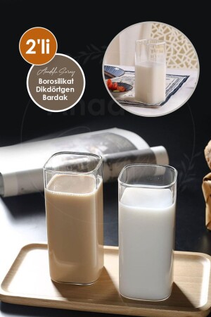 2 PCS Heat Resistant Borosilicate Rectangular Cup Coffee And Presentation Cup Borosilicate Cup - Anadolu Saray