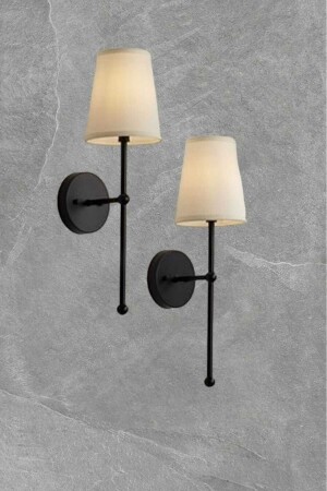(2 PCS) Pars Single Black Sconce (with Cream Color Lampshade) - Bsa Lighting