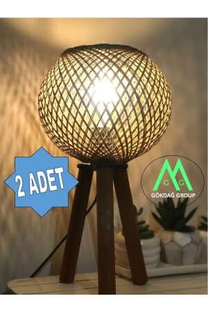 2 PCS Wooden Three Leg Lampshade Lighting with Jute Ball Head GÖKDAĞ GROUP 2023 - GÖKDAĞ GROUP