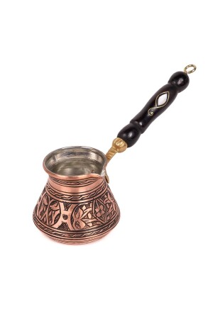 2 Person Gaziantep Copper Hand Heavy Embroidered Mother of Pearl Handle 2 Person Turkish Coffee Pot Tin Plated DMT-1909 - DMT COPPER HOME