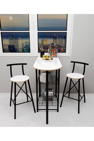 2-Person Kitchen Table Kitchen Bar Table Chair Set Folding Bar Chair Atlantic White 1335 - Eportatif
