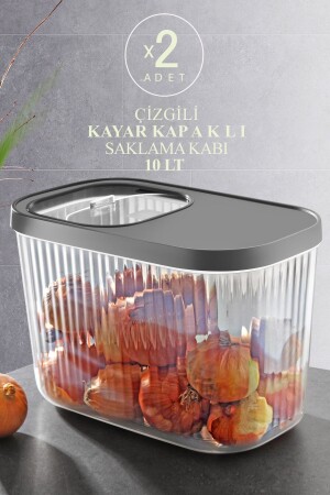2-Piece 10 Liter Striped Potato Onion Storage Container - Detergent Tablet Storage Box with Sliding Lid MCH09262 - Kitchen Life
