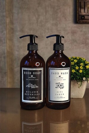 2-Piece Dishwashing Liquid and Liquid Soap Bottle Standless Soap Dispenser Set 500ml Bhsd BHSD - KHAKMA