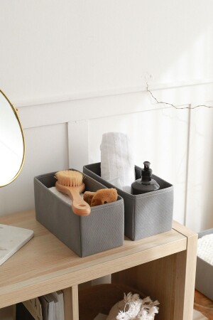 2-Piece Gray Children's Room Cabinet Drawer Laundry Organizer Storage Box Organizer KK2-MEDIUM-STRAIGHT GRAY - Rek Home