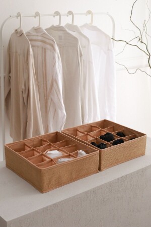 2-Piece Jute Children's Room Cabinet Drawer Laundry Socks Organizer Honeycomb Accordion Organizer PTK12-2JUT - Rek Home