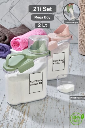 2-Piece Lid Liquid Powder Detergent Storage Container Bathroom Organizer Multi-Purpose Storage Box 2 Lt - Tugomer
