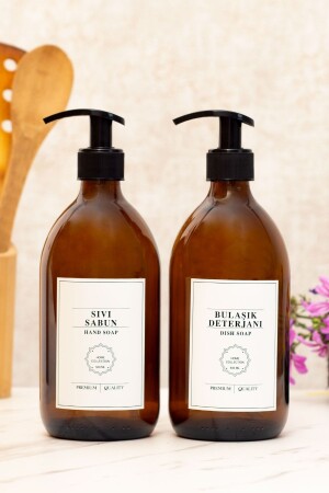 2 Piece Liquid Soap and Dishwashing Bottle 500 ml Reoona Soap Dispenser Bottle Set - Reoona