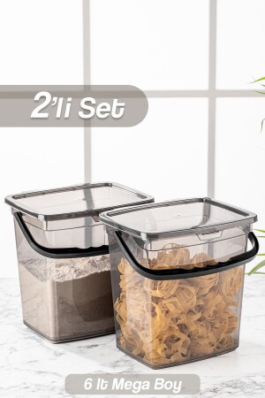 2-Piece Mega Size Flour and Pulses Storage Container - Detergent Dispenser - Food Storage Box 6 Lt Anthracite TYC00710069927 - Meleni Home
