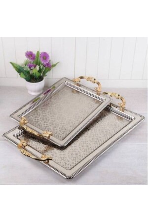 2 Piece Rectangular Tarnish Resistant Silver Tray mit. 2018 - Dalgıç
