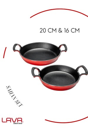 2 Piece Red Round Pan Set Lava Pan Set of 2 - Lava