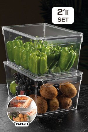 2-Piece Refrigerator Organizer with Covers Inside the Refrigerator Organizer 14 X 32.5 X 20 Cm MCH-550 - Meleni Home