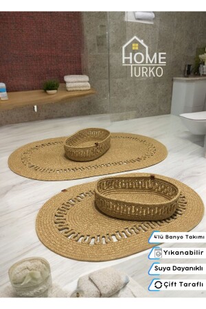 2 Piece Set Jute, Straw, Doormat, Bath Mat, Bath Mat Set and Bath Basket HT-MOP-BZ1 - HomeTurko