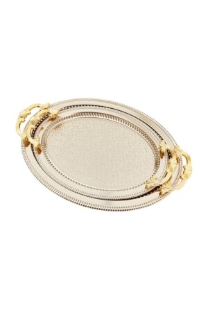 2-Piece Silver Color Oval Tarnish Resistant Tray 2018set2 - Dalgıç