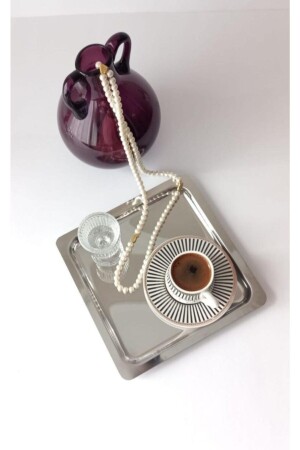 2 Piece Square Luxury Steel Coffee Presentation Tray 21x21 cm square - ART ROSTFREI
