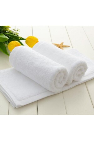 2 Pieces 100% Cotton 230 Gr. White Hotel Type Hand and Face Towel 50 X 90 Cm otl6509 - CAQQA