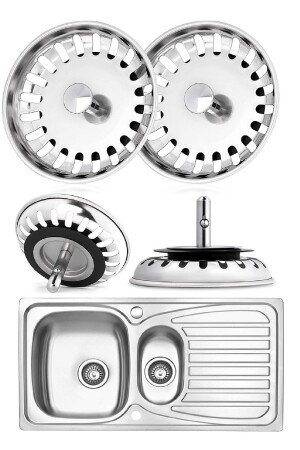 2 Pieces Çöpmak Stainless Steel Siphon Strainer 8 Cm Sink Sink Strainer Sink Drain Strainer - Biterse