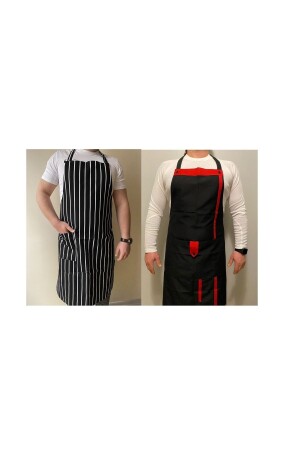 2 Pieces Different Model Apron Kitchen Waiter Cook Chef Service Kitchen Apron Halter Neck with Pocket Unisex UT505 - Umut Tekstil