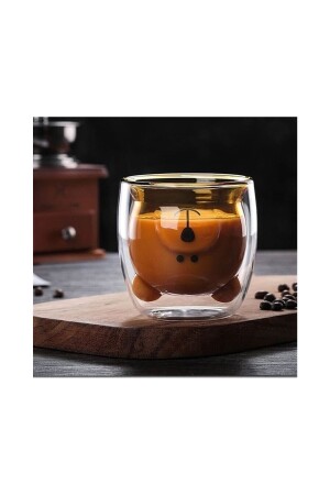2 Pieces Double Walled Bear Figure Glass Cup with Walls 4874R3YFGFWW - 777Home