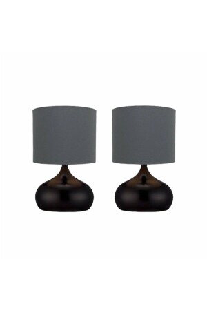 2 Pieces Ellipse Model Table with Gray Fabric Hat and Metal Legs Conidine Bedroom Lampshade 2 pieces ellipse table - GRAY - White West inn House