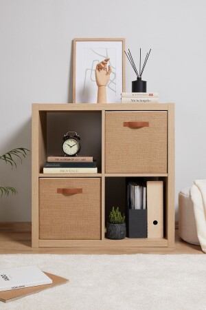 2 Pieces Jute Cabinet Laundry Toy Organizer Folding Storage Box Organizer 33x30x33 OCH. 000. SET. 166 - Ocean Home Textile