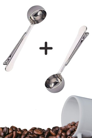 ® 2 Pieces Latched Coffee Measuring Spoon Silver Multi-Functional Stainless Steel Spoon PRA-5968318-6870 - Buffer