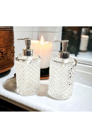 2 Pieces Luxury Glass Liquid Soap Dishwashing Detergent Soap Dispenser Set - Pembelia Life