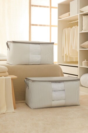 2 Pieces Mega Size Window Stuff&things Gray Striped Pillow Quilt Sweater Hurcu 75x40x40 OCH. OST. V094 - Ocean Home Textile