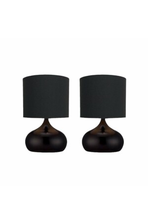 2 Pieces Metal Ellipse Table Lamps with Black Fabric Hats 2 pieces ellipse table-BLACK - White West inn House